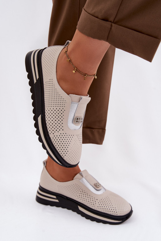 Ein überzeugendes Stilvollll Schuhe FemininErmöglichtturalnej Skóry S.Barski LR61-7092 Beige