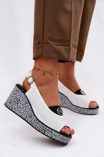 Leder Plateau Sandalen S.Barski LR61-7010 weiß 2