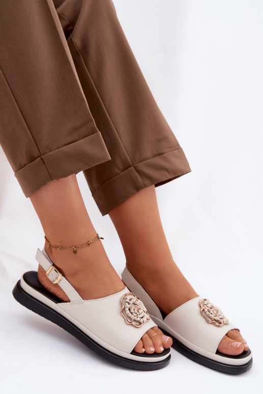 Damensandalen Feminin Mit Dekorationen Detalem D&A GR61-5937 Beige