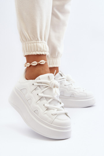 Feminin Sneakers StilvollllschuheGrubym Schnürungm Zueiße Farbe Vinali