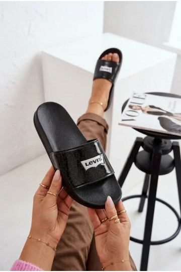 Jugend Pantoletten LEVI'S VPOL0251S-2693 schwarz mit Glanz