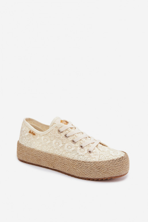 mit Spitzenmotiven lässige Schuhe Espadrilles mit einer Plattform Lee Cooper LCIN-26-31-4328 Beige