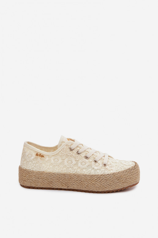 mit Spitzenmotiven lässige Schuhe Espadrilles mit einer Plattform Lee Cooper LCIN-26-31-4328 Beige