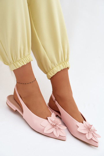Damen Sandalen in Rosa mit breiten Absätzen und dekorativer Blume Telivette