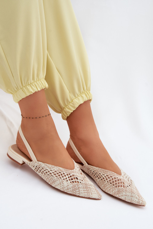 gemusterte Sandalen Feminin mit breiten Absätzen Beige Lelrene