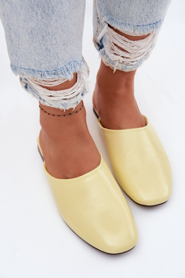 Damen gelbe flache Slipper aus Kunstleder Romelle
