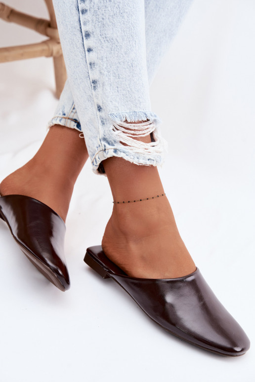 Damenhausschuhe MuleImitacji Skóry gleichschenklig CzekoladoZue Romelle