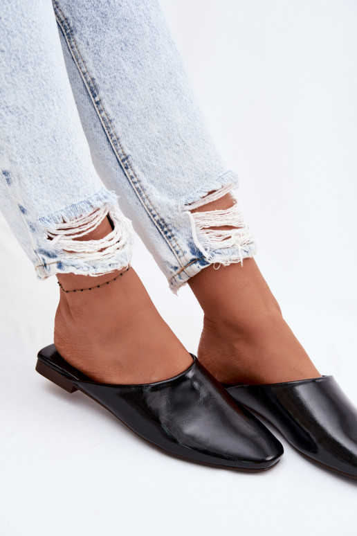 Damenhausschuhe MuleImitacji Skóry gleichschenklig schZuarze Farbe Romelle