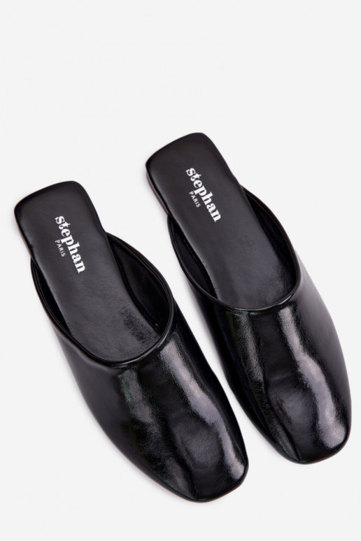 Damenhausschuhe MuleImitacji Skóry gleichschenklig schZuarze Farbe Romelle