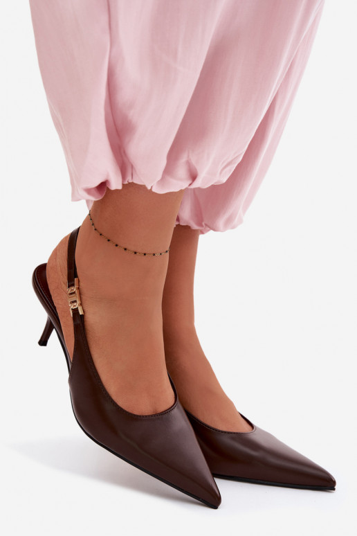 DamensandalenImitacji Skóry mit dünnen Absätzen CzekoladoZue Jelissey