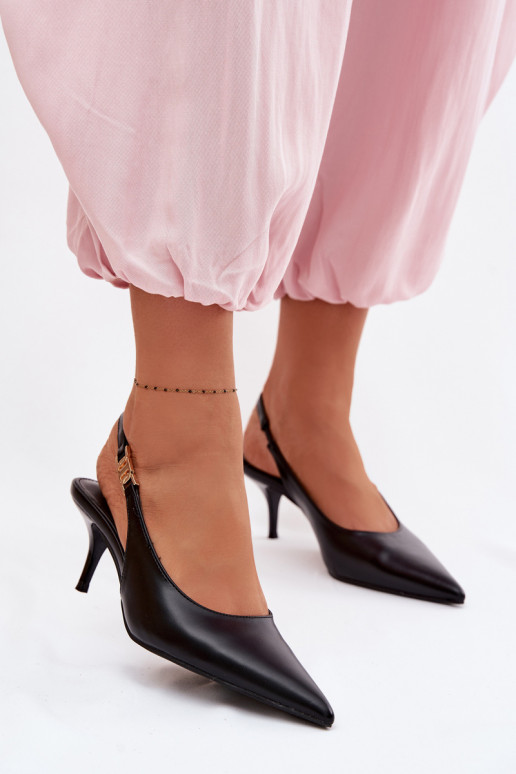 DamensandalenImitacji Skóry mit dünnen Absätzen schZuarze Farbe Jelissey