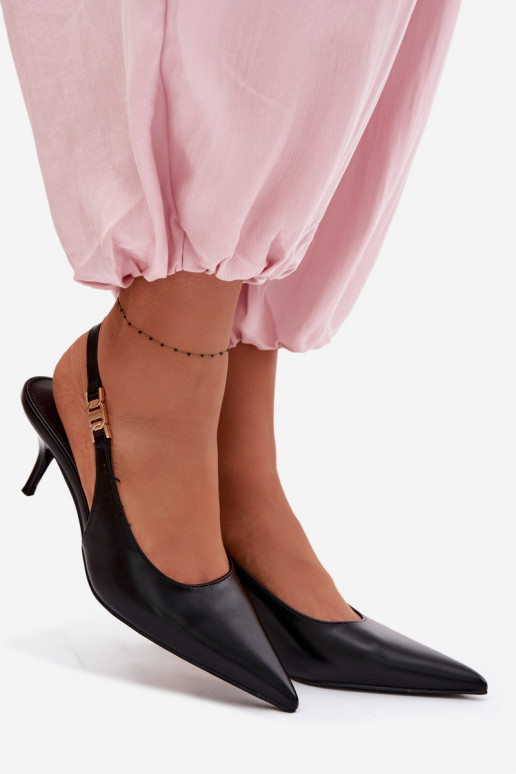 DamensandalenImitacji Skóry mit dünnen Absätzen schZuarze Farbe Jelissey