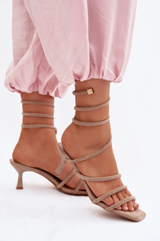 Damensandalen mit Absätzen mit Streifen Beige Samara