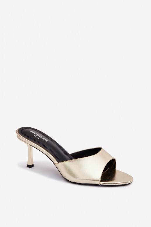HausschuheImitacji Skóry mit dünnen Absätzen goldene Farbe Melissea