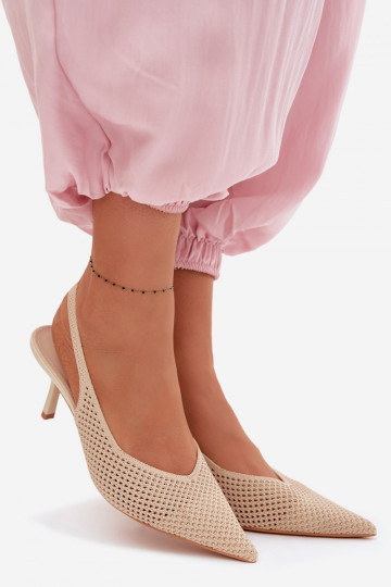 DamensandalenNetzgo Es mussterialu mit dünnen Absätzen Beige Emiliana 2