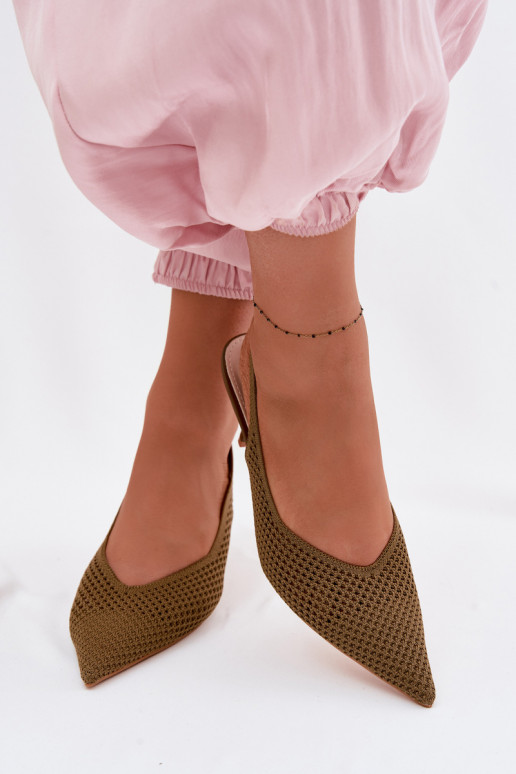 DamensandalenNetzgo Es mussterialu mit dünnen Absätzen grüne Farbe Emiliana