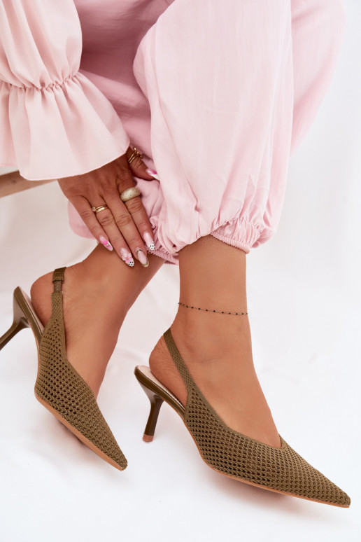 DamensandalenNetzgo Es mussterialu mit dünnen Absätzen grüne Farbe Emiliana