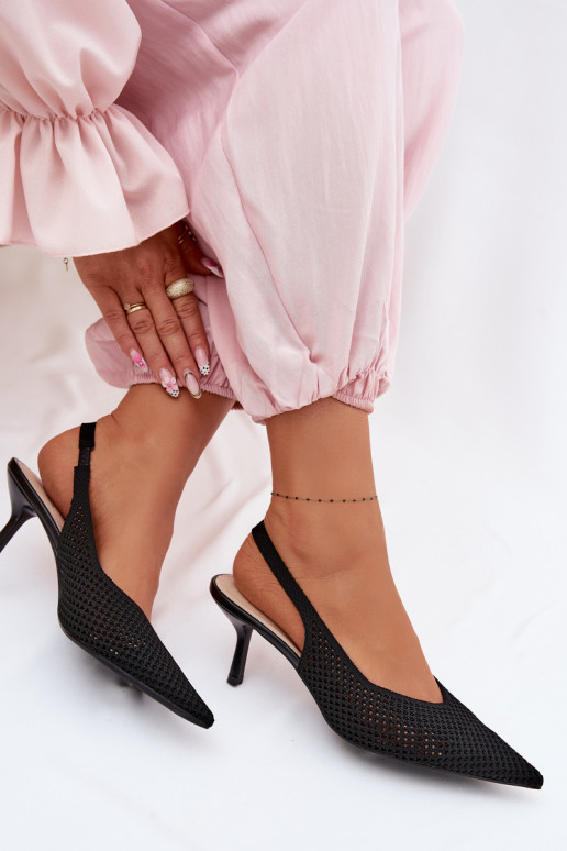 DamensandalenNetzgo Es mussterialu mit dünnen Absätzen schZuarze Farbe Emiliana