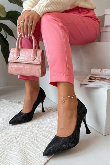 Damen schwarze High Heels mit glänzender Verzierung Gwyneira 2