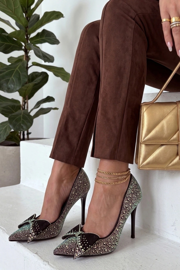 Schwarze High Heels mit Zirkonia Beatrycze