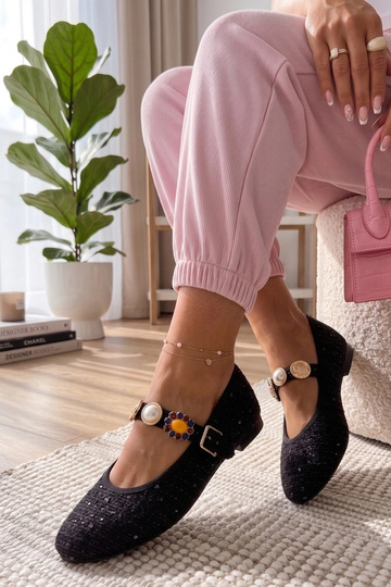 Schwarze Ballerinas mit...