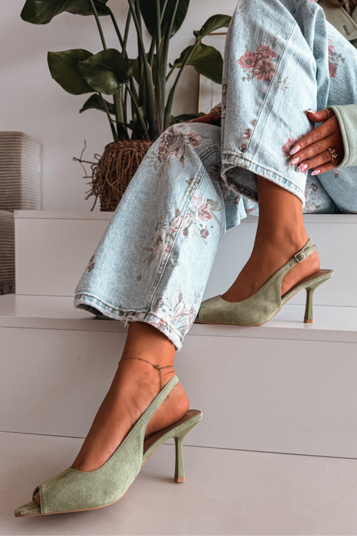 Damen Sandalen aus Kunstwildleder in grün Sevina