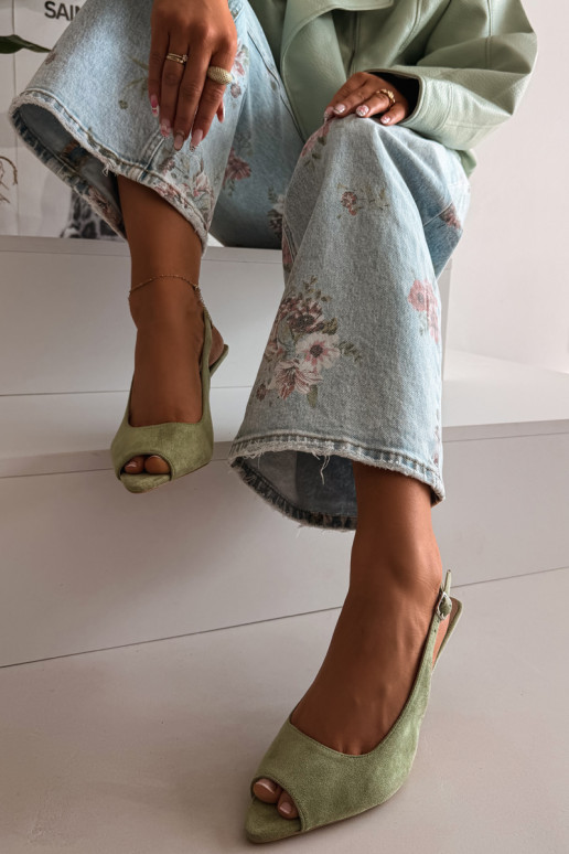 Damen Sandalen aus Kunstwildleder in grün Sevina