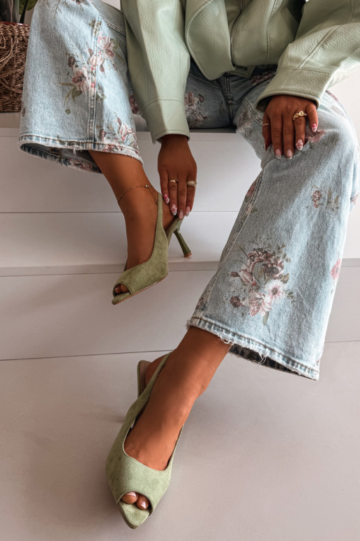 Damen Sandalen aus Kunstwildleder in grün Sevina