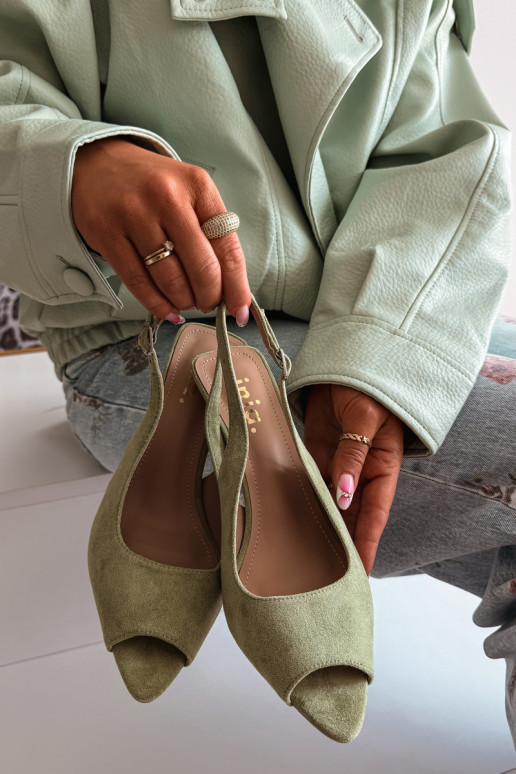 Damen Sandalen aus Kunstwildleder in grün Sevina