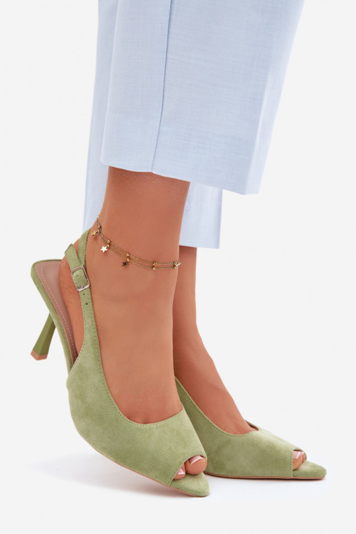 Damen Sandalen aus Kunstwildleder in grün Sevina