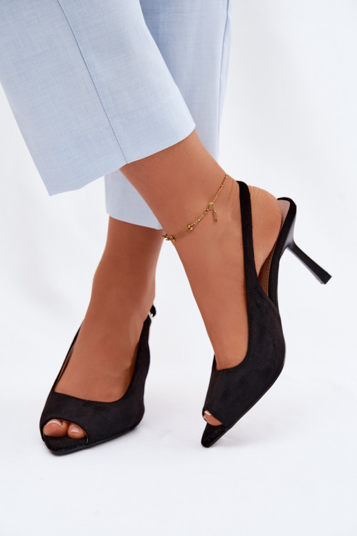 Damen Sandalen aus Kunstwildleder in schwarz Sevina