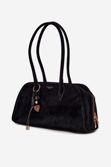 Schwarze Handtasche mit Anhängern aus Kunstwildleder Noelia 2