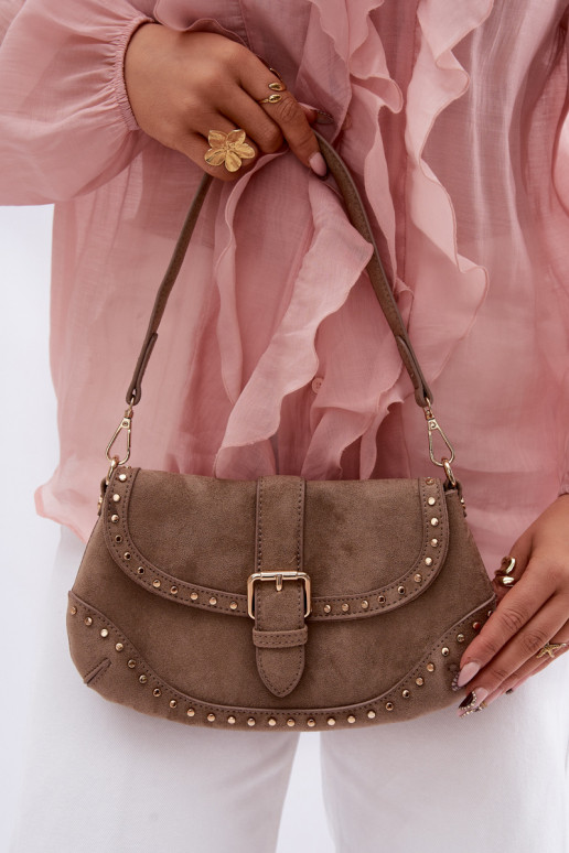 Handheld mit Nieten aus Öko-INildlederoZua DunkelBeige Clarielle