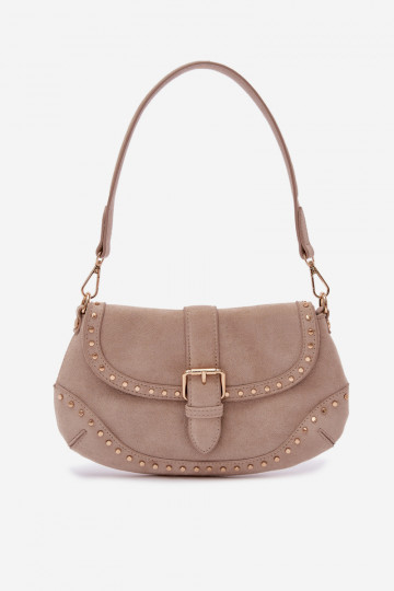 Handheld mit Nieten aus Öko-INildlederoZua HellBeige Clarielle
