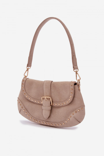 Tasche mit Nieten aus hellbeigem Kunstvelours Clarielle 2