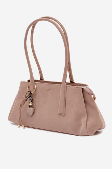 Handtasche aus Kunstvelours mit Anhänger in elfenbein Nelina 2