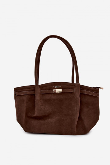 Shopper-Tasche aus Kunstsuede in schokoladenbraun Elleea
