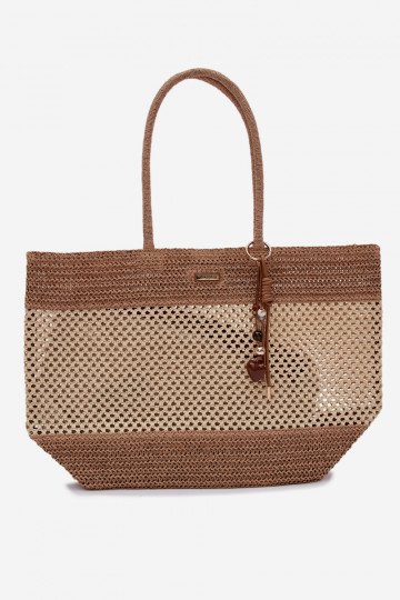 Geflochten Handtasche/Tasche Käufer GroßBrelokiem elfenbeinfarbe Lucette