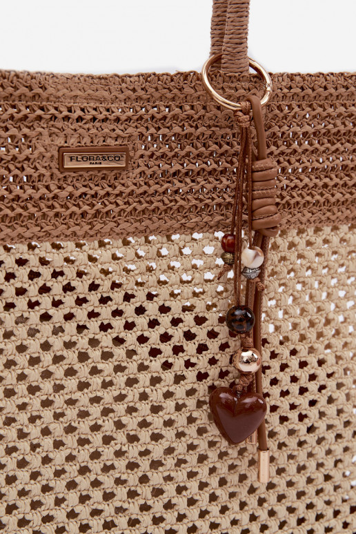 Geflochten Handtasche/Tasche Käufer GroßBrelokiem elfenbeinfarbe Lucette