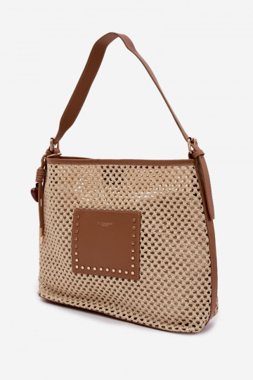 Tasche mit Flechtelementen und Schlüsselanhängern für den Sommer in elfenbeinfarben Fayette 2