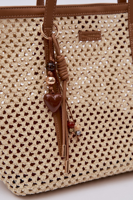 Geflochten Handheld Typu KäuferBrelokiem elfenbeinfarbe Noella