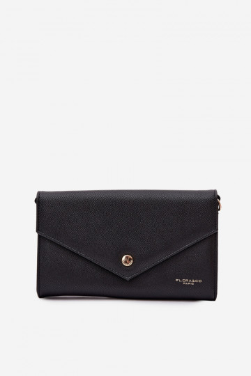 Tasche im Kuvertstil, zwei in eins, mit dekorativen Bändern in schwarz Pauline