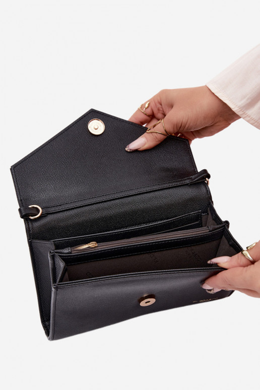 Handheld Umschlagtyp Geldbörse zZuei in eins mit Zierstreifen SchZuarz Pauline