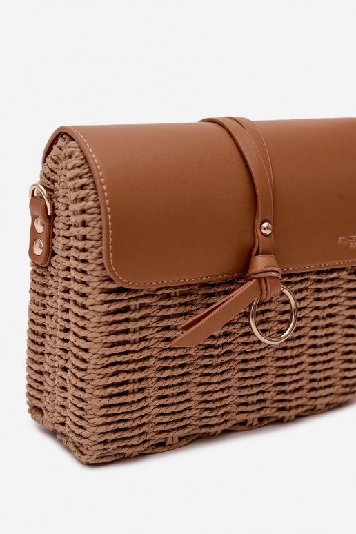 Geflochten Eine kleine Handtasche mit Ketten Braun Renara