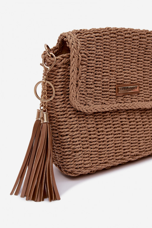 Eine kleine Handtasche Typu Briefträger mit durchbrochenen Elementen Braun Tamara