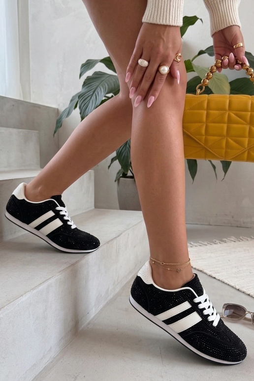 Schwarze Sneakers mit Zirkonia Sybilla