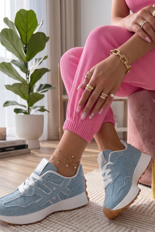 Denim Sneakers auf Plattform Constanza