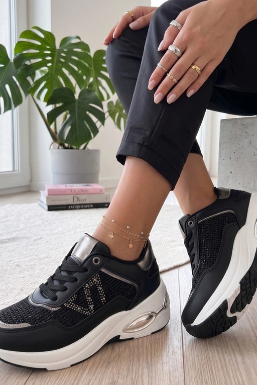 Schwarze Sneakers auf Plattform mit Zirkonia Rafaela
