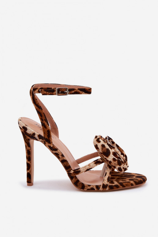 Damen Sandalen mit dünnen Absätzen, Ornamenten und Leopardenmuster Geloria