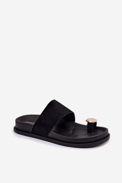 Schwarze Damen-Slipper mit goldenen Details Felinae